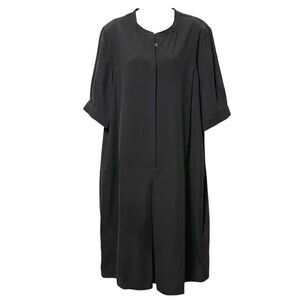 CAARA Minimalist Modest Fold Pleat Front Midi Dress L